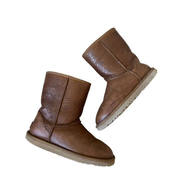 Ugg Australia Brown Leather Boots TRIANA SEAWEED Size 9 - Picture 1 of 11